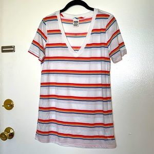 VS pink Striped V neck Tee